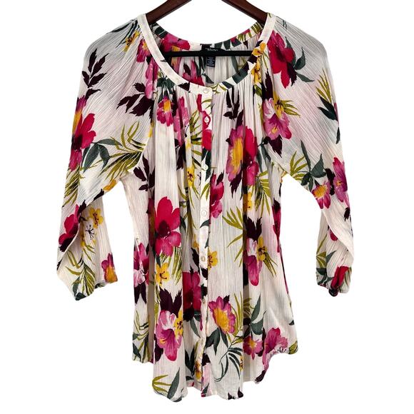 Ralph Lauren Tops - Ralph Lauren Chaps Women’s Medium Tropical Floral Beach Blouse Shirt Top Summer
